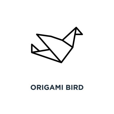 Origami kuş simgesi. Doğrusal basit eleman illüstrasyon. Kuş kağıt kavramı anahat simgesi tasarım, vektör logo çizim. Mobil ve web için kullanılabilir.