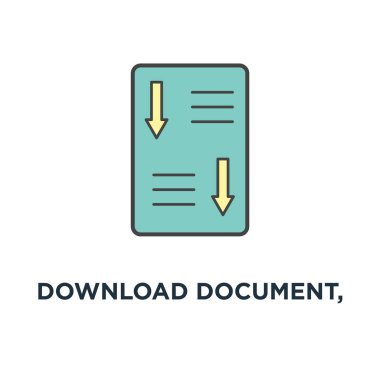 Download belge, beyaz kağıt simgesi. ICO ana yatırım belge kavramı sembol tasarımı, şirket stratejisi, kısa, onaylanmış geliştirme ürün planı, yeşil ok indirme ile anahat modern,