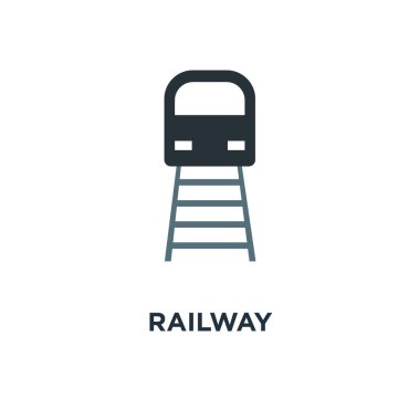 Demiryolu simgesi. Tren konsept sembol tasarımı, Tren İstasyonu, ulaşım vektör çizim