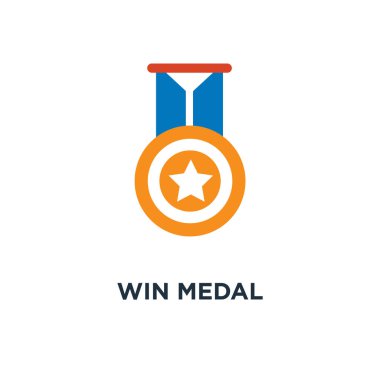 madalya simgesi kazanmak. Altın kazanan ödül konsept sembol tasarımı, başarı, birincilik kazanan vektör çizim