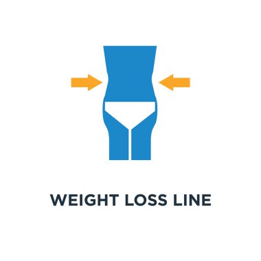 kilo kaybı satırı simgesi. Fitness ve spor kavramı sembol tasarımı, kaset işareti grafik, ölçme ile ince vücut sağlıklı beslenme eps 10 vektör çizim