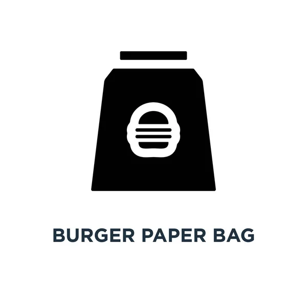 Burger Bolsa Papel Icono Ilustración Elementos Simples Llevar Diseño Símbolo — Vector de stock