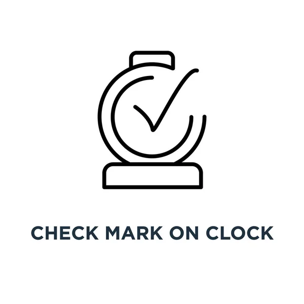 時計アイコンにチェック マーク 線形の単純な要素の図 リアルタイム保護概念概要シンボル デザイン ベクトルのロゴの図 Web とモバイルに使用できます — ストックベクタ