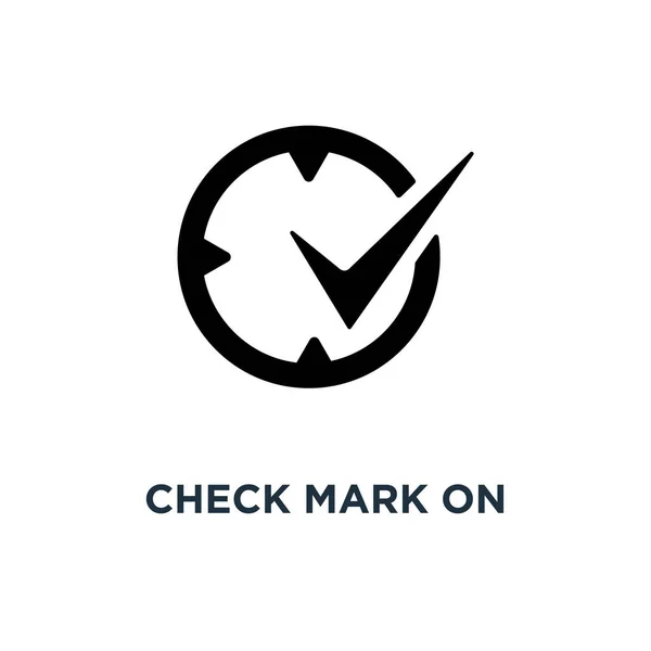 Check Mark Klok Real Time Bescherming Pictogram Eenvoudig Element Met — Stockvector