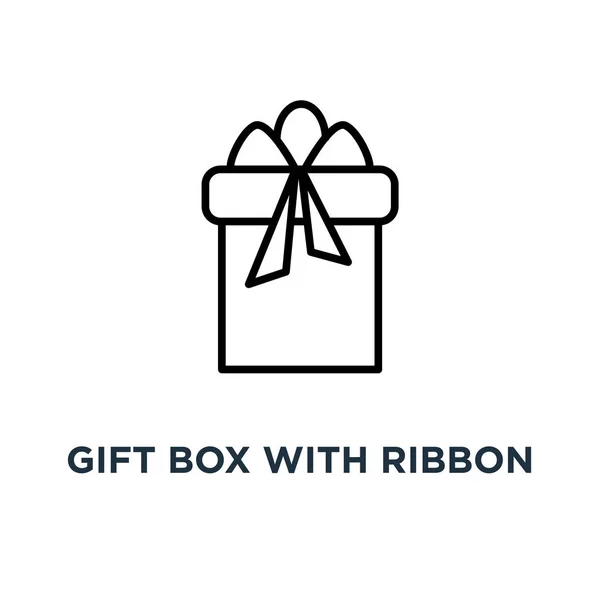 Подарочная Коробка Иконкой Ленты Иллюстрация Линейного Элемента Simple Подарочная Коробка — стоковый вектор