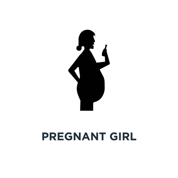 Chica Embarazada Bebiendo Alcohol Icono Ilustración Elementos Simples Chica Embarazada — Vector de stock