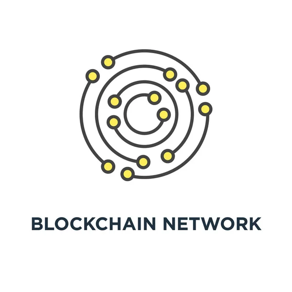 Blockchain Netzwerk Symbol Neuronales Netzwerk Bestehend Aus Runden Formen Und — Stockvektor