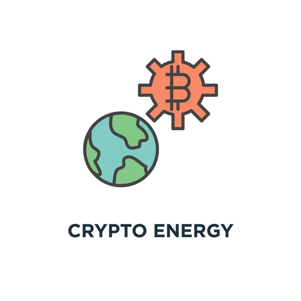 Kryptoenergie Ikone Kryptowährungstechnologie Konzept Symboldesign Blockchain Power Bergbau Kryptomotor Mit — Stockvektor