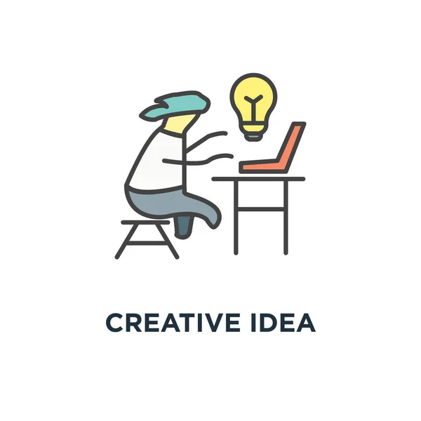 Ícone Ideia Criativa Bonito Engraçado Personagem Tipagem Conceito Símbolo Design — Vetor de Stock