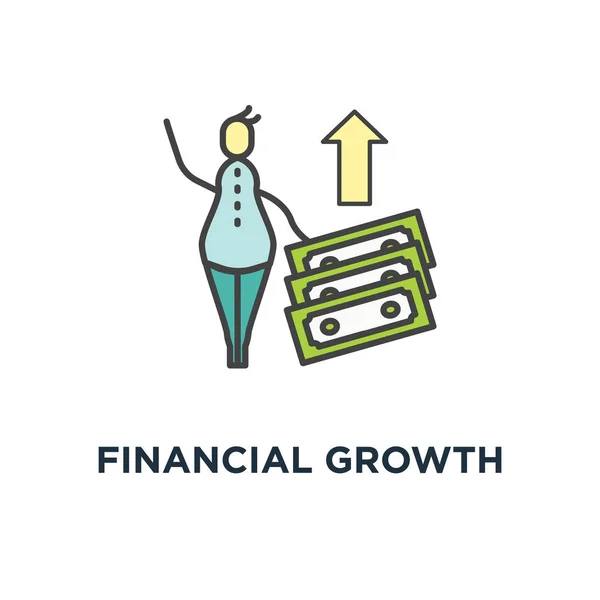 Ícone Crescimento Financeiro Juros Compostos Retorno Dinheiro Gestão Orçamento Homem — Vetor de Stock
