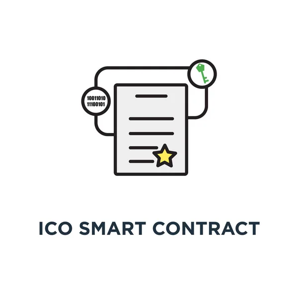 Ico Smart Contract Oder Auditierter Digitaler Vertrag Mit Einsen Und — Stockvektor