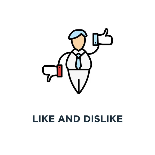 Dislike Icon Symbol Social Media Marketing Cute Cartoon Character Holds — стоковый вектор