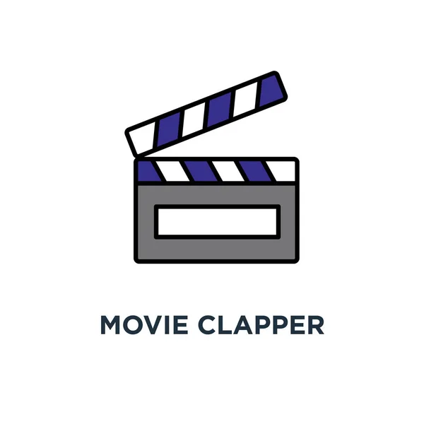 Icône Clappeur Film Clapperboard Cinéma Cinématographie Contour Conception Symboles Conceptuels — Image vectorielle