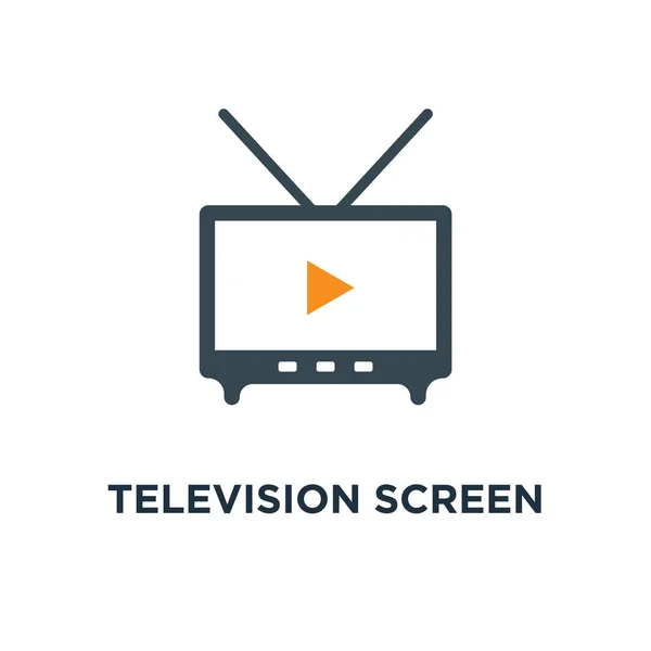 Ícone Tela Televisão Design Símbolo Conceito Mídia Transmissão Ilustração Vetor — Vetor de Stock
