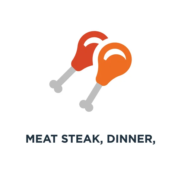 Kött Biff Middag Lunch Mat Ikon Grillad Tecken Konceptdesign Symbol — Stock vektor