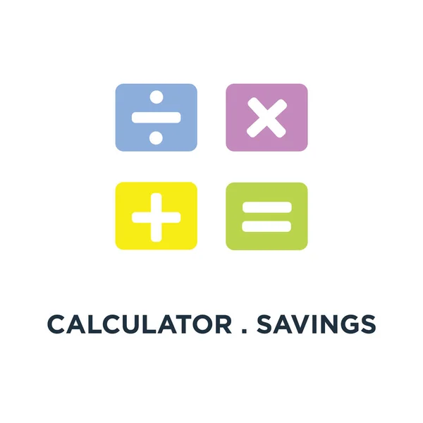 Calculadora Icono Ahorro Finanzas Signo Diseño Símbolo Concepto Blanco Economía — Vector de stock