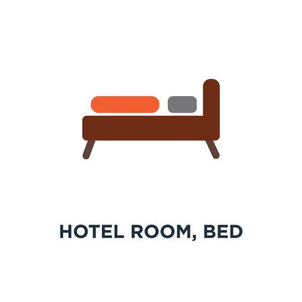 Ξενοδοχείο Δωμάτιο Κρεβάτι Εικονίδιο Υπέρδιπλο Κρεβάτι Ξενοδοχείο Σύμβολο Προμελέτη Εικονογράφηση — Διανυσματικό Αρχείο