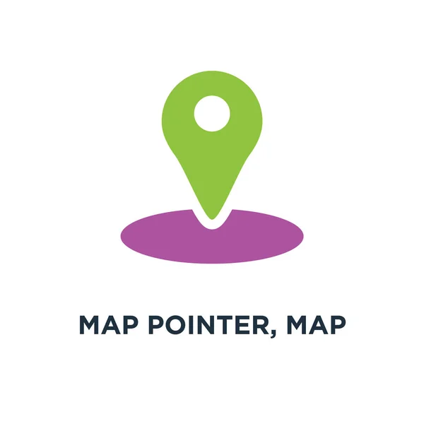 Ponteiro Mapa Pino Mapa Ícone Mapa Pin Seta Design Símbolo — Vetor de Stock