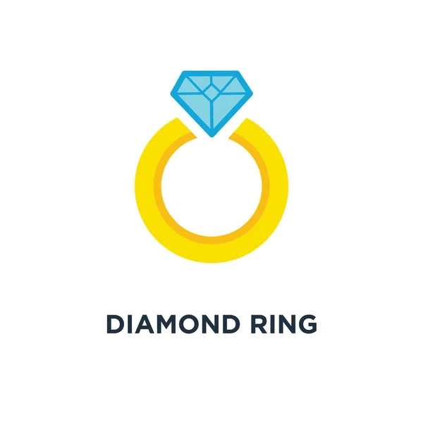 Diamond Ring Pictogram Bruiloft Betrokkenheid Diamond Ring Concept Symbool Ontwerp — Stockvector
