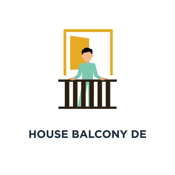 Σπίτι Εικονίδιο Σχεδιασμός Μπαλκόνι Κτήριο Διαμερισμάτων Μπαλκόνι Σύμβολο Προμελέτη Εικονογράφηση — Διανυσματικό Αρχείο