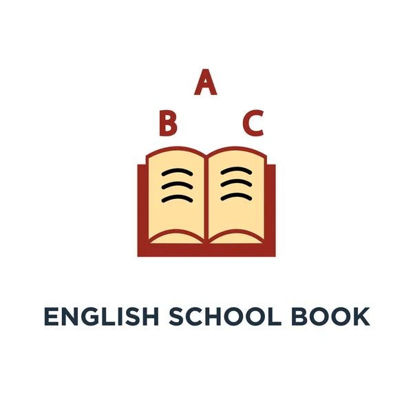 Englisches Schulbuch Symbol Sprachlernemblem Mit Buch Buchstaben Konzept Symboldesign Des — Stockvektor