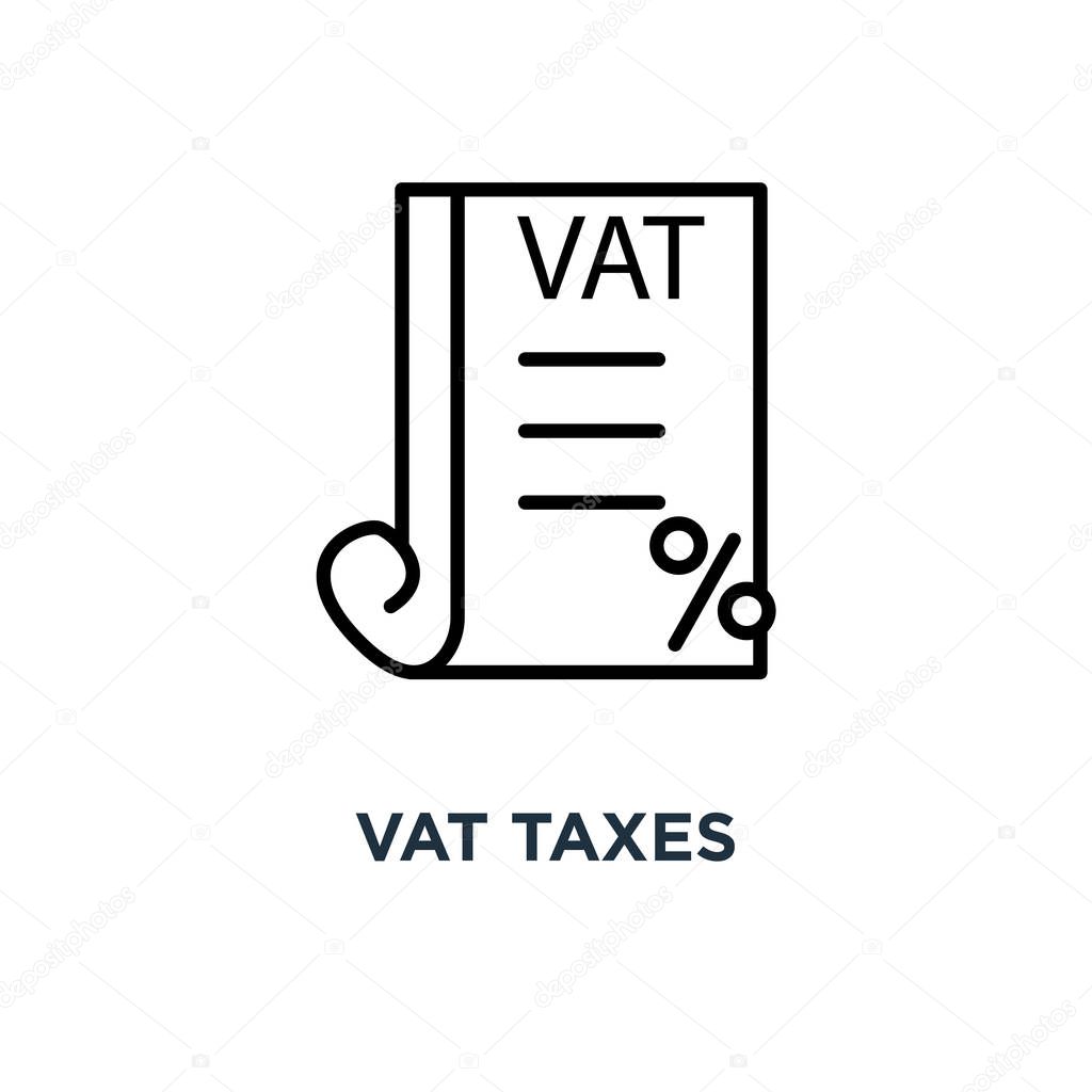 Vat taxes icon. Linear simple element illustration. Value added tax concept outline symbol design, vector logo illustration. Can be used for web and mobile.