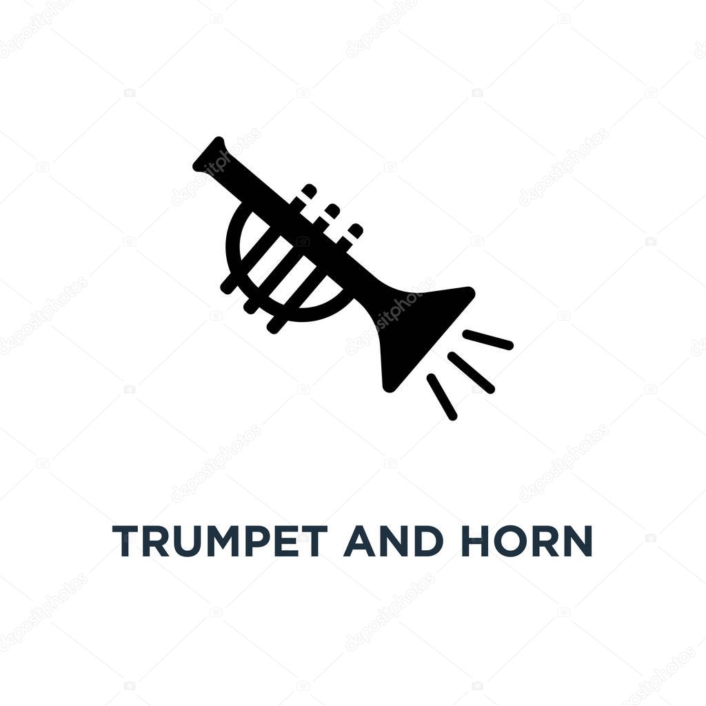 Trumpet and horn musical instruments icon. Simple element illustration. Trumpet and horn musical instruments concept symbol design, vector logo illustration. Can be used for web and mobile.