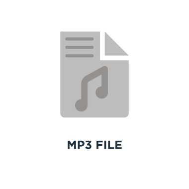 MP3 dosya simgesi. beyaz vektör çizim müzik çaların düz konsept sembol tasarımı