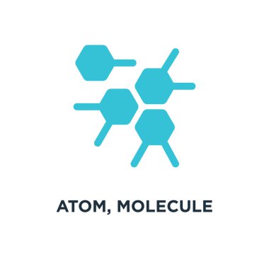 Atom, molekül simgesi. Kimya moleküler öğe konsept sembol tasarımı, vektör çizim