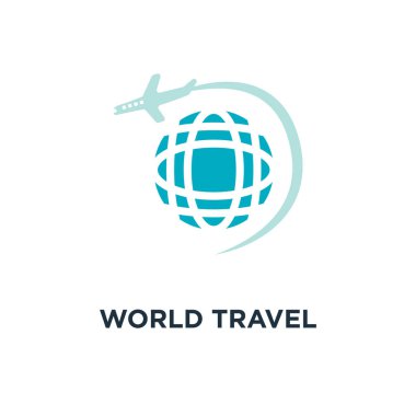 Dünya seyahat etmek simge. düz kavramı sembol tasarımı, iş seyahat vektör çizim