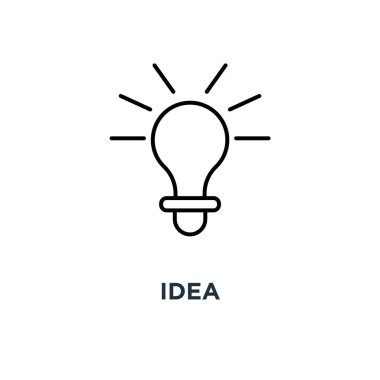 fikir simgesi. piktogram sembol tasarım kavramı, vektör çizim parlayan ampul