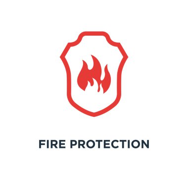 Yangın Koruma simgesi. Yangın koruma kavramı sembol tasarımı, vektör çizim