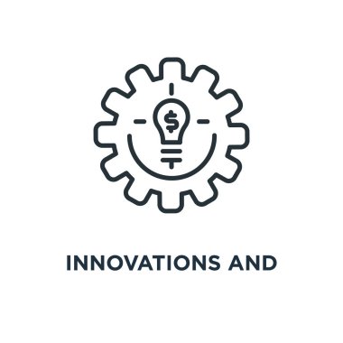 yenilikler ve fintech doğrusal simgesi. yenilikler ve fintech doğrusal konsept sembol tasarımı, vektör çizim