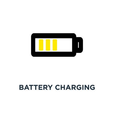 Pil şarj simgesi. güç pil, elektrik kavramı sembol tasarımı, enerji işareti vektör çizim