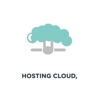 bulut hosting, cloud computing teknolojisi, web ağ simgesini, sunucu bağlantı kavramını sembolü