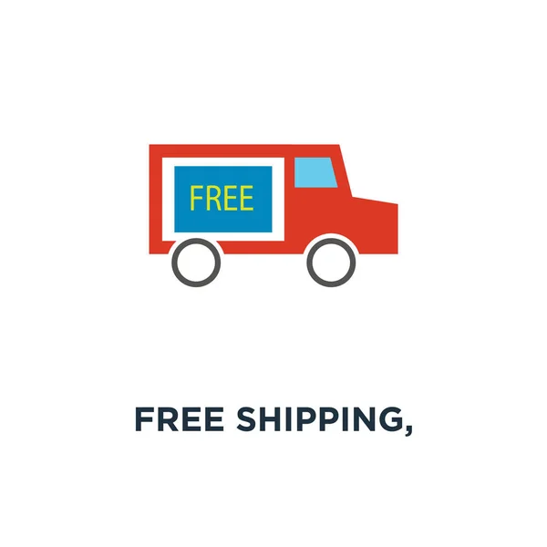 免费送货 送货车 送货服务标志图标 自由传递概念符号设计 矢量插图 — 图库矢量图片