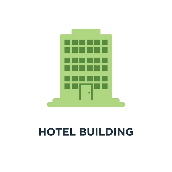 Hotel Gebouw Pictogram Modern Residentieel Kantoor Flatgebouw Concept Symbool Ontwerp — Stockvector