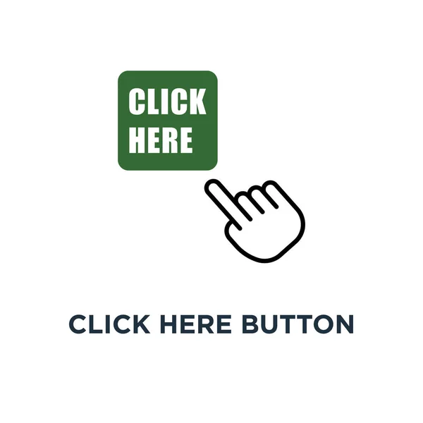 Click Here Button Hand Pointer Clicking Icon Concept Symbol Design — Stock Vector