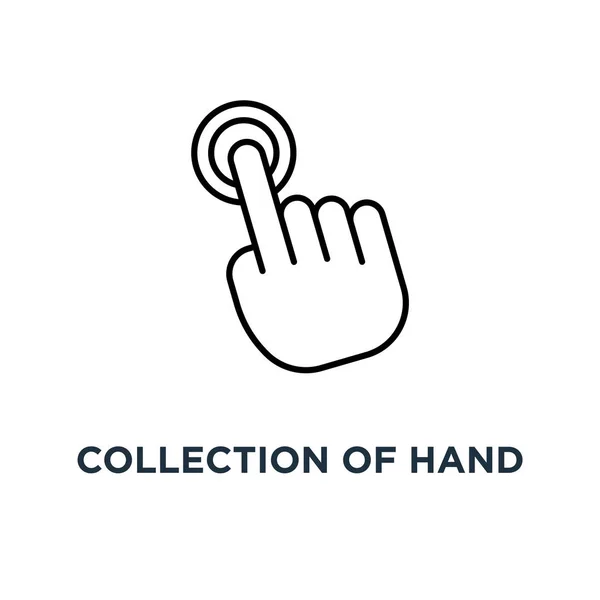 Collectie Van Hand Pictogrammen Pictogram Klikken Collectie Van Hand Klikken — Stockvector