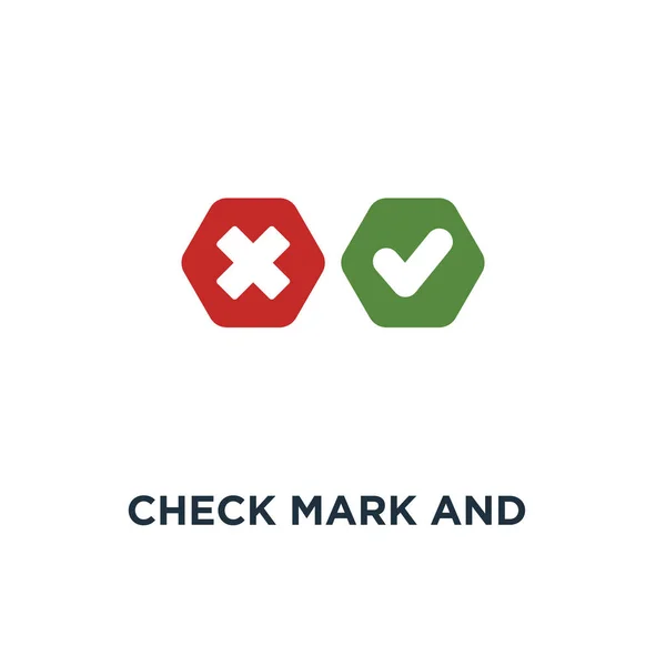 Marca Verificação Verde Ícone Cruz Vermelha Marca Verificação Verde Desenho — Vetor de Stock