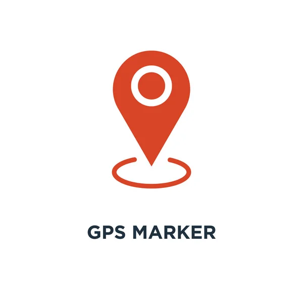 Gps Icono Marcador Diseño Símbolo Concepto Naranja Pin Mapa Ilustración — Vector de stock