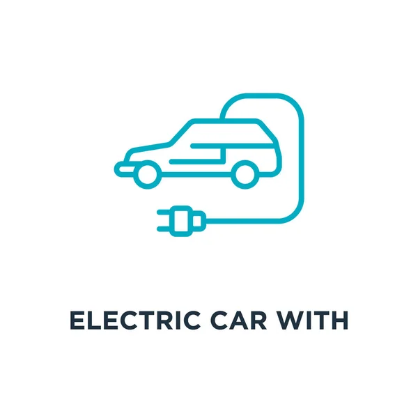 electric car with plug icon. electric car with plug concept symbol design, vector illustration
