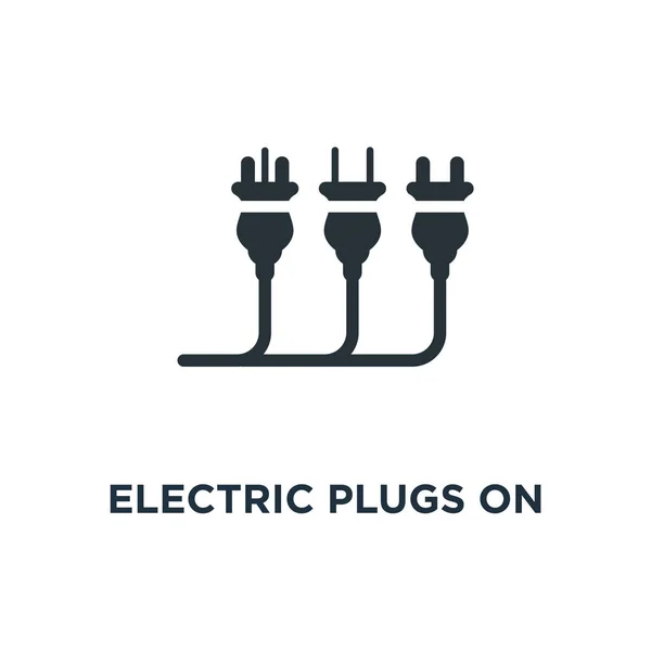 Elektrische Stekkers Wit Pictogram Elektrische Stekkers Het Witte Symbool Conceptontwerp — Stockvector