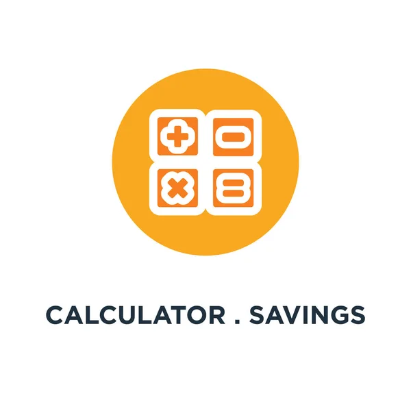 Calculadora Icono Ahorro Finanzas Signo Diseño Símbolo Concepto Blanco Economía — Vector de stock