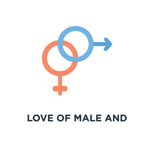 Amour Sexe Masculin Féminin Sur Fond Blanc Icône Symbole Concept — Image vectorielle