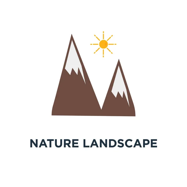 Nature Landscape Icon Symbol Sun Mountains Abstract Concept — Stock Vector
