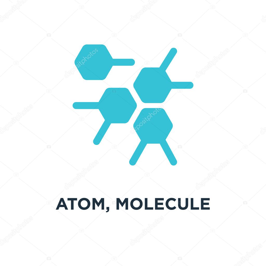 atom, molecule icon. chemistry molecular element concept symbol design, vector illustration
