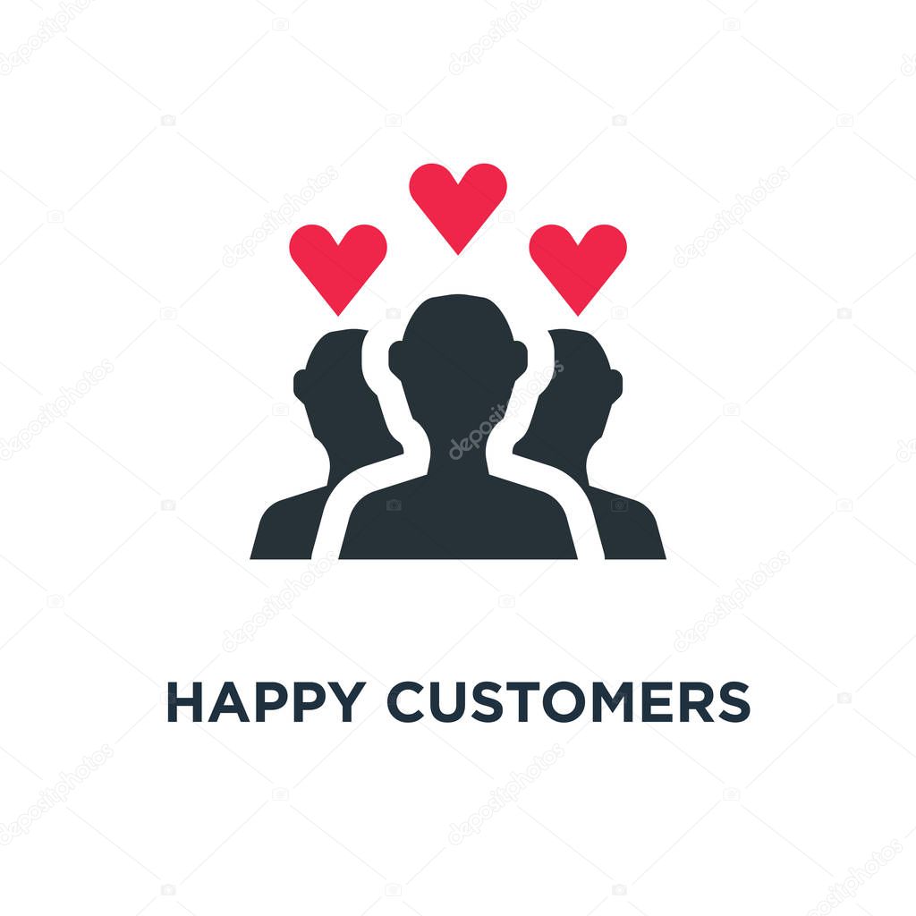 Happy customers icon. client satisfaction concept symbol design, vector illustration