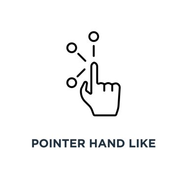 işaretçi el gibi simgesini ince tıklatın, kontur stili simple eğilim modern logo sanat grafik çizim tasarım kol Push beyaz kavramı sembol veya imleç rozet gibi düğmesine basın