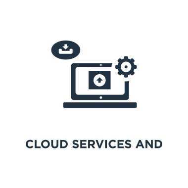 bulut hizmetleri ve teknoloji simgesi. depolama çözümü konsept sembol tasarımı, veri değişimi, çevrimiçi ağ vektör çizim